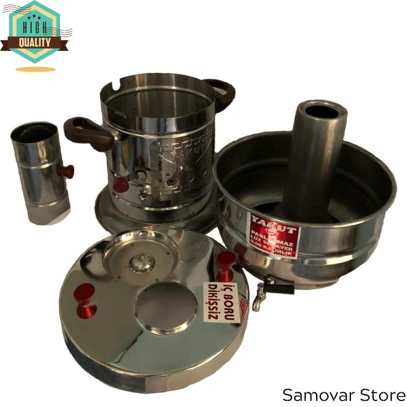 Samovar Tea Warmer Steel Teaware Turkish Samovar Camping Samovar On the Wood