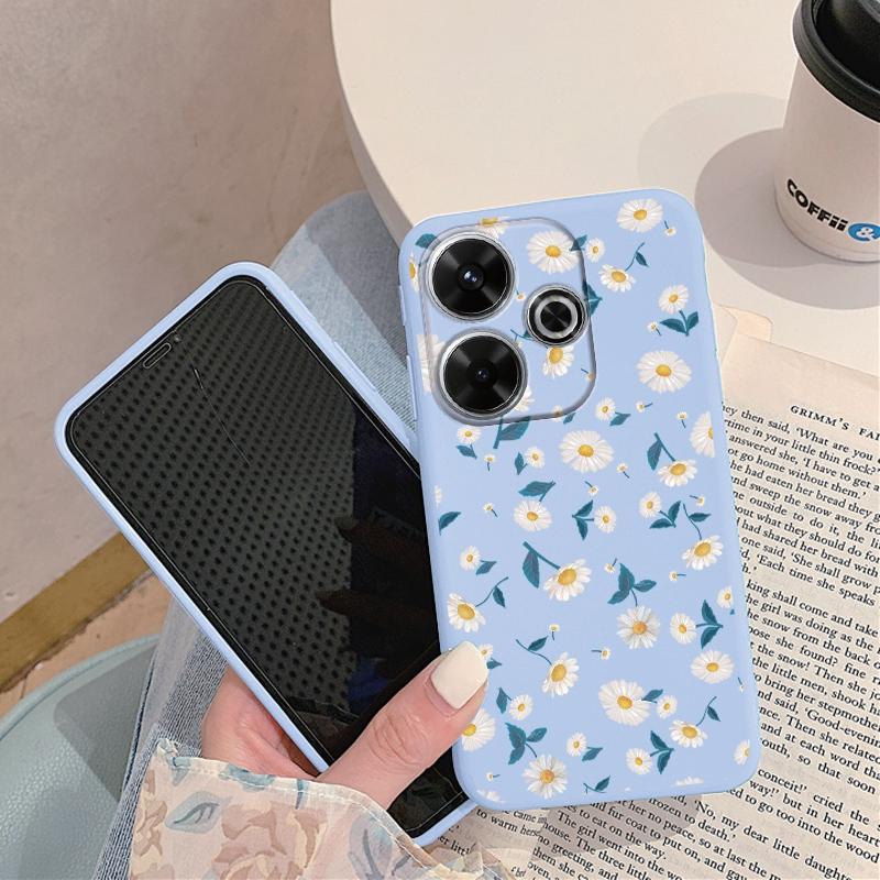 Милый цветочный мягкий силиконовый чехол для Samsung A55 A35 M35 S24 Xiaomi Redmi Note 13 Pro 14 Poco C65 iPhone Huawei Honor 90 Realme Camera противоударный чехол