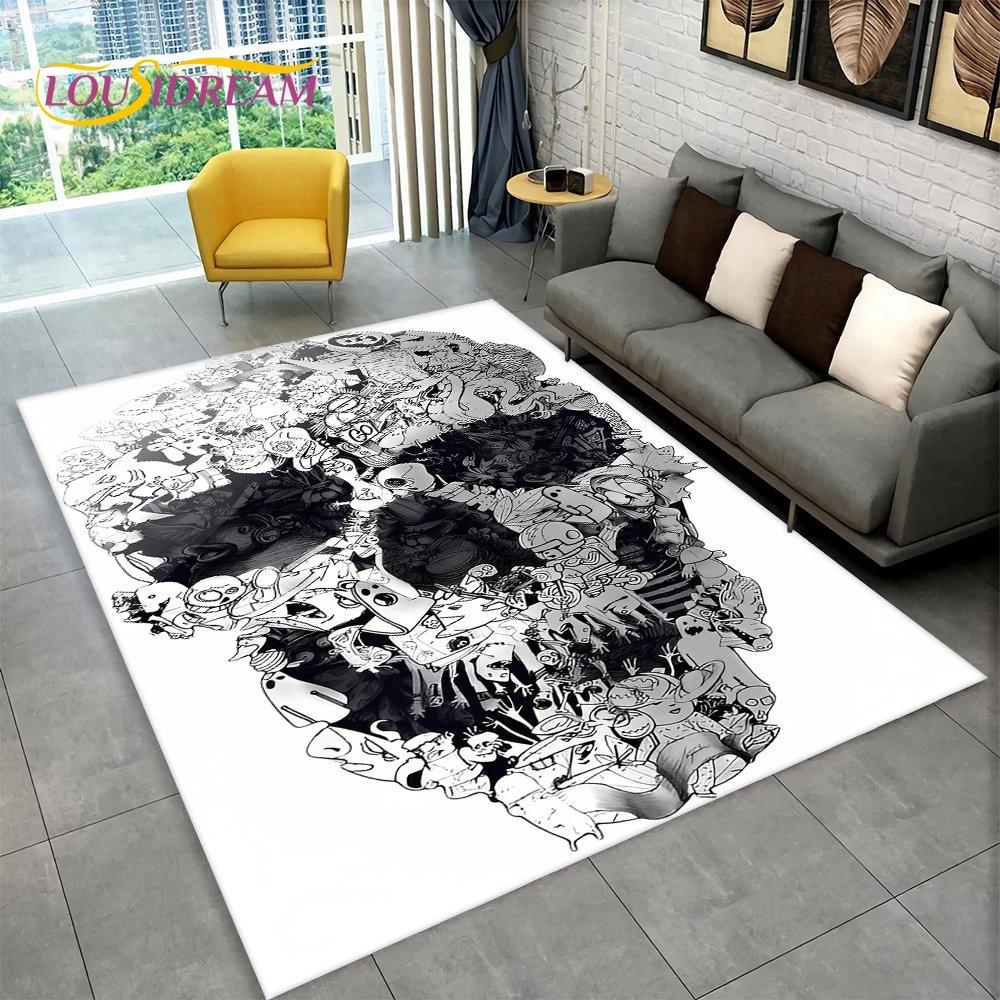 3D Creative Gothic Horror Skull Modern Area Rug,Carpet Rug for Living Room Bedroom Sofa Doormat Decor,Kitchen Non-slip Floor Mat