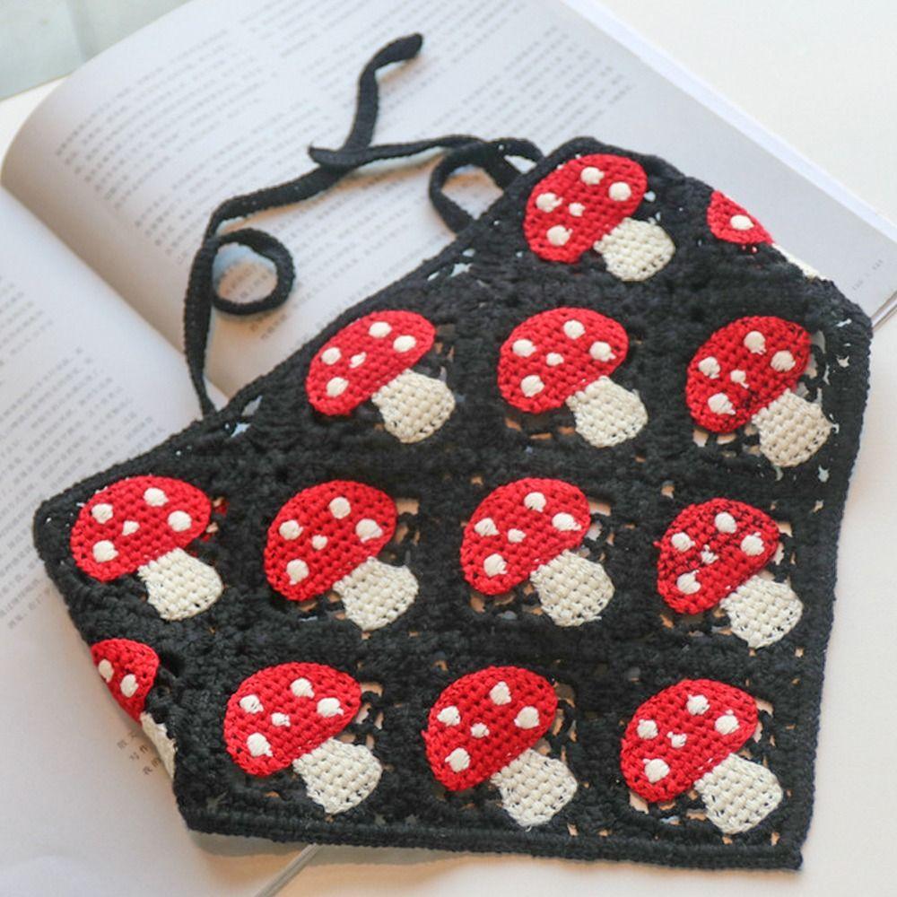 Cute Hand Crocheted Tricot Headband Mushroom Hair Band Strap Turban Hair Binding Hair Accessories