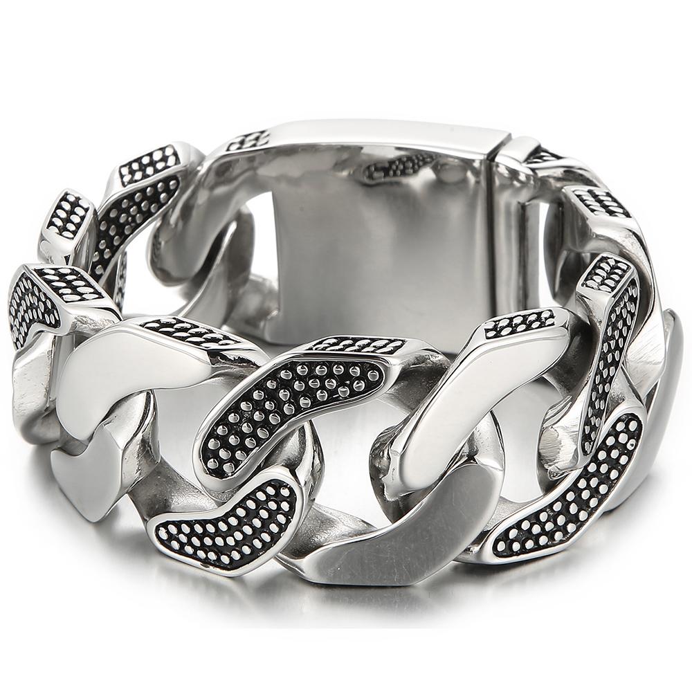 Массивный браслет-цепочка панцирного плетения кубинского типа шириной 30 мм для мужчин, мужские браслеты из нержавеющей стали 316L, панк-рок ювелирные аксессуары для мужчин