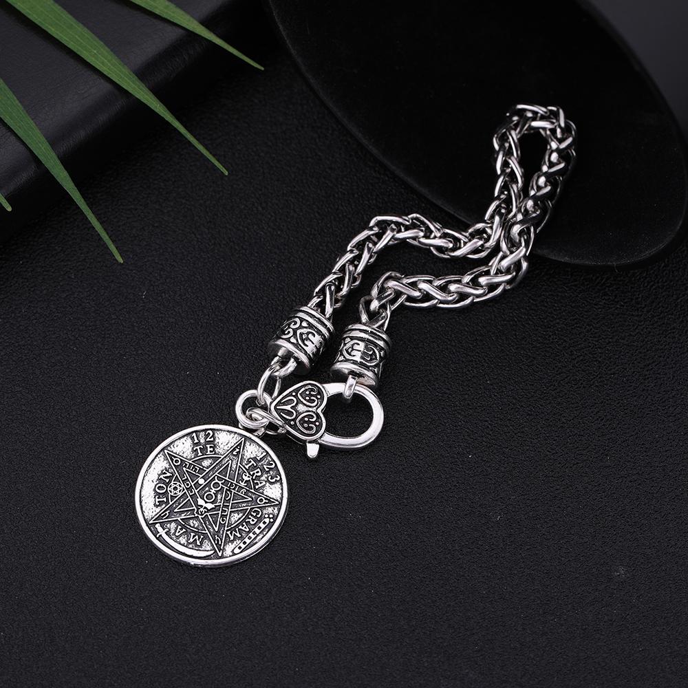 Vintage Tetragrammaton Pentacle Pentagram Pendant Bracelets Wiccan Talisman Amulet Seal of Solomon Jewelry Gift For Men