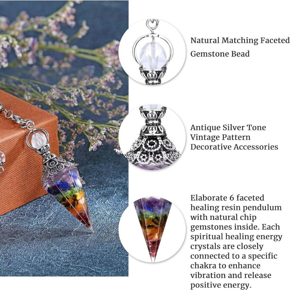 Yoga Pendant Crystal Pendulum Hexagonal Cone Witchcraft Pendulo Natural Chips Pendulums Women