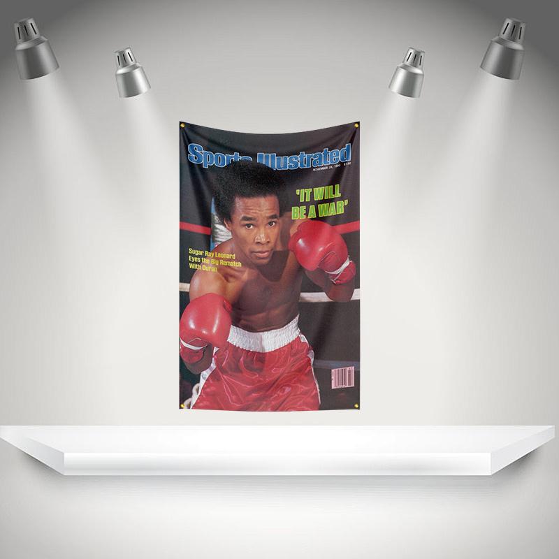 Ssugar Ray Leonards Flag Boxer Banner 3x5ft With Brass Grommets Hd Printing Tapestry Exhibition Boxer Sports Fans Garage Decor