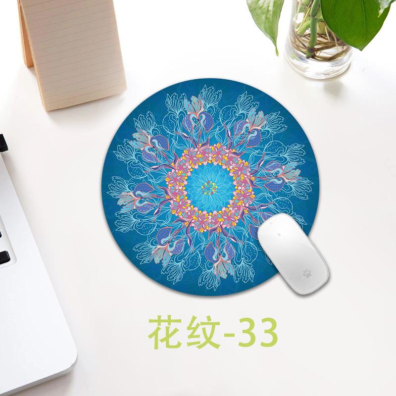 Ethnic Style Pattern Round Small Creative Thickened Mouse Pad Keyboard Pad Office Cup Table Mat Production