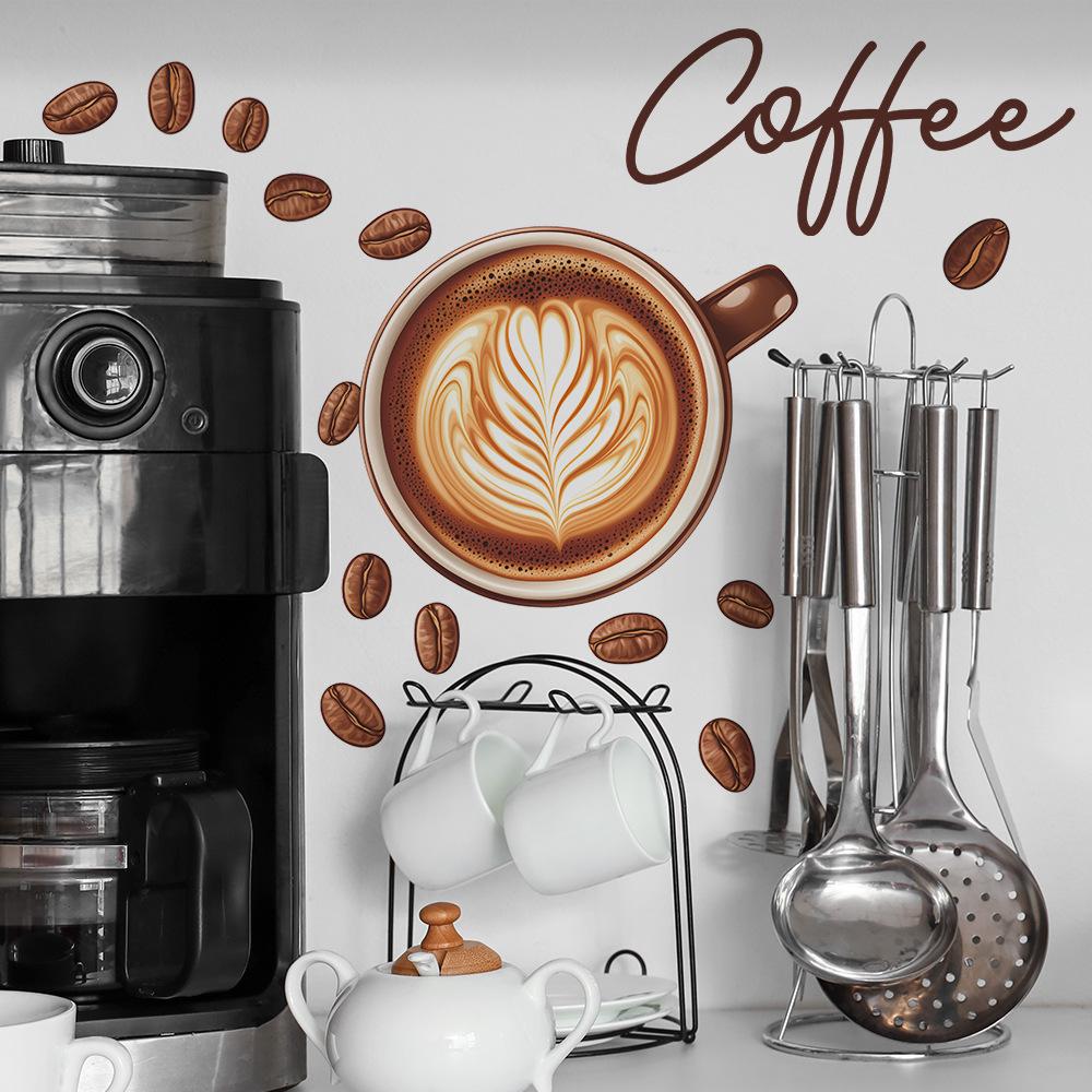Simple Coffee Cup Coffee Bean Cafe Atmosphere Beautify Decorative Wall Stickers Self-adhesive