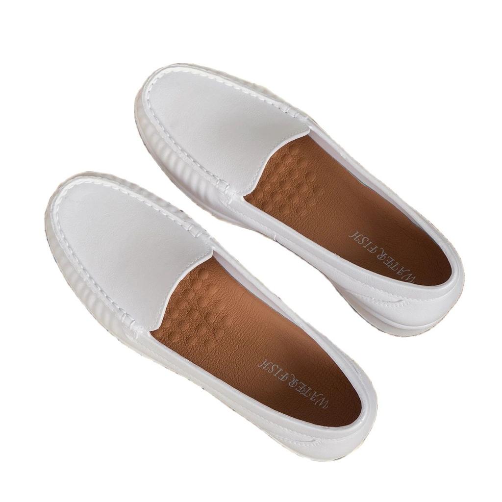 Новые осенние туфли для медсестер, женские удобные дышащие нескользящие туфли на мягкой подошве на плоской подошве, маленькие белые туфли на толстой подошве для работы