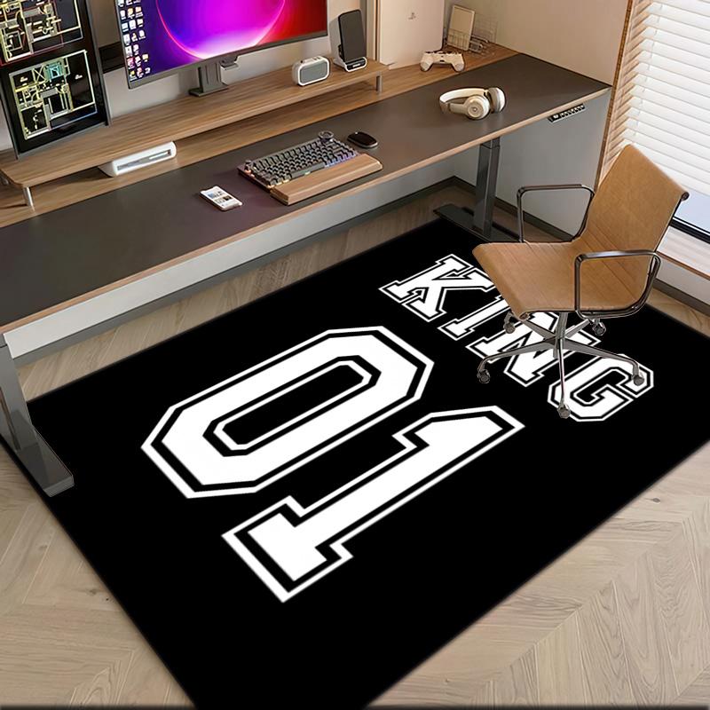 1pc Black and white number sports style Carpet Rug for Living Room Bedroom Home Sofa Decoration,Kids play Non-slip Floor Mat
