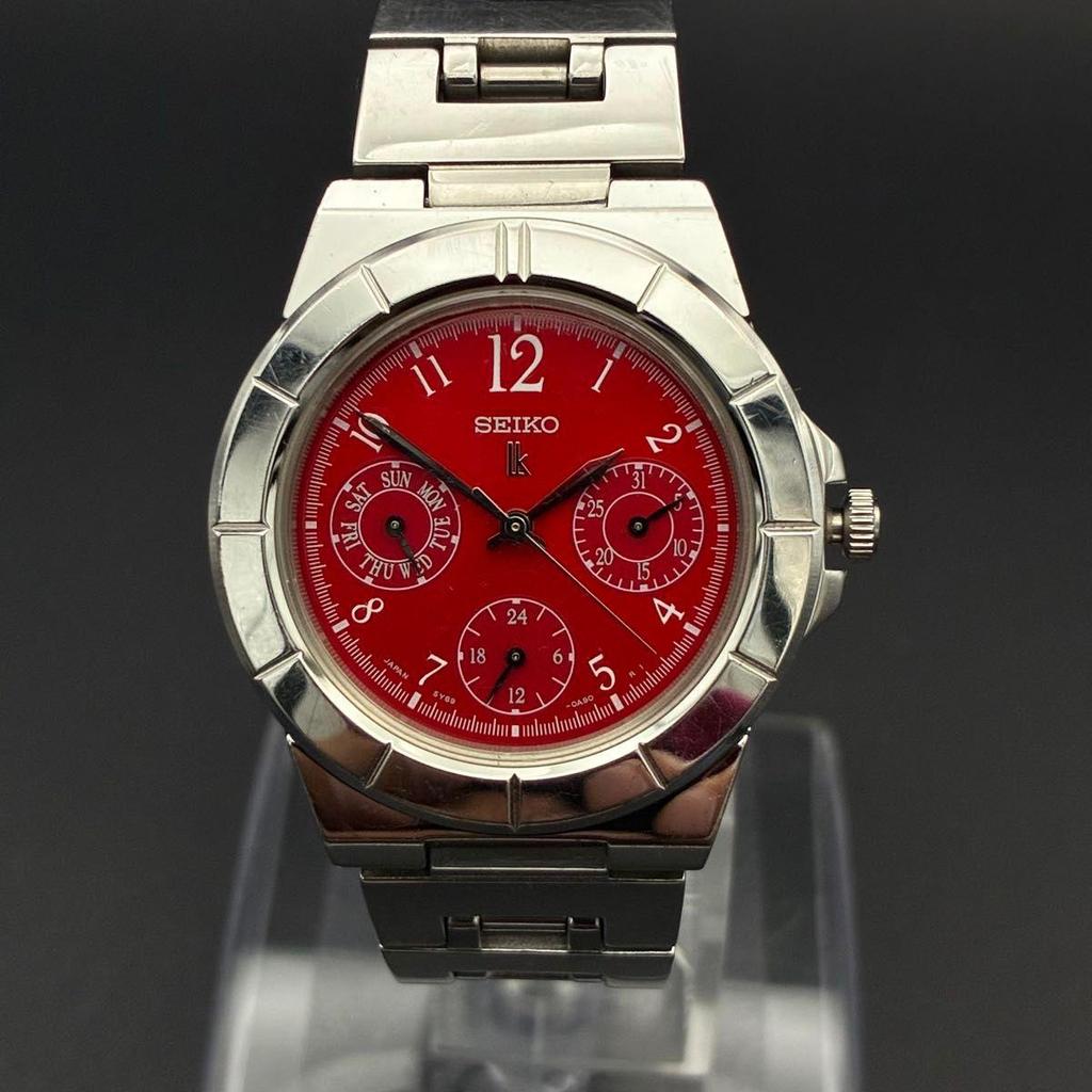 Б/У [Рабочая/Новая батарея] SEIKO LUKIA 5Y89-0B30 Наручные часы с красным циферблатом