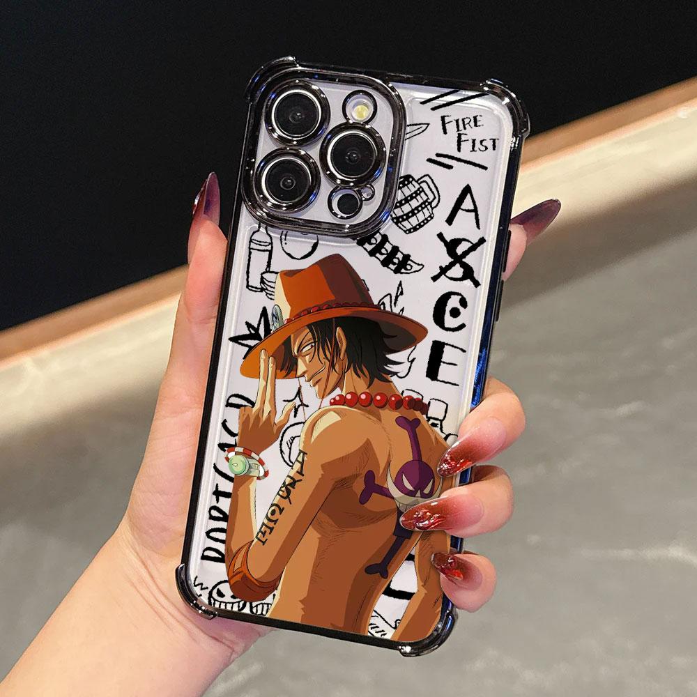 Cool Portgas D Aces Plating Phone Case For Xiaomi Redmi A7 15 A3 15C 14C K50 Note 15 14 13 12 12s Pro Plus 4G5G Anti Fall Airbag