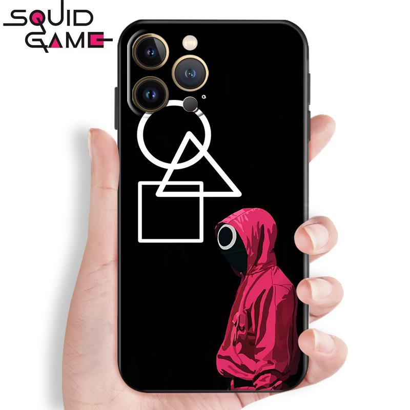 Чехол для телефона с изображением кальмара для Apple iPhone 13 12 11 Pro Mini X XR XS Max 5 5S 6 6S 7 8 Plus SE 2020, чехол из жидкого кремния с черной задней панелью