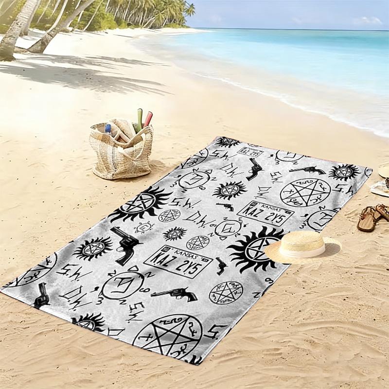 Pentagram Supernatural Print Beach Towel, Large Soft Quick Dry Towel for Beach Camping Swimming