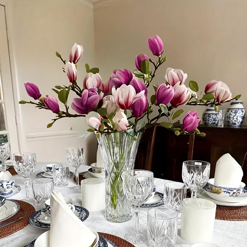 Роскошный набор «Нефритовый орхидей» из 6 штук - Реалистичные лепестки и листья, Декоративное украшение для приставного столика в гостиной, Подходит для дома, офиса, 3 фиолетовых 3 розовых