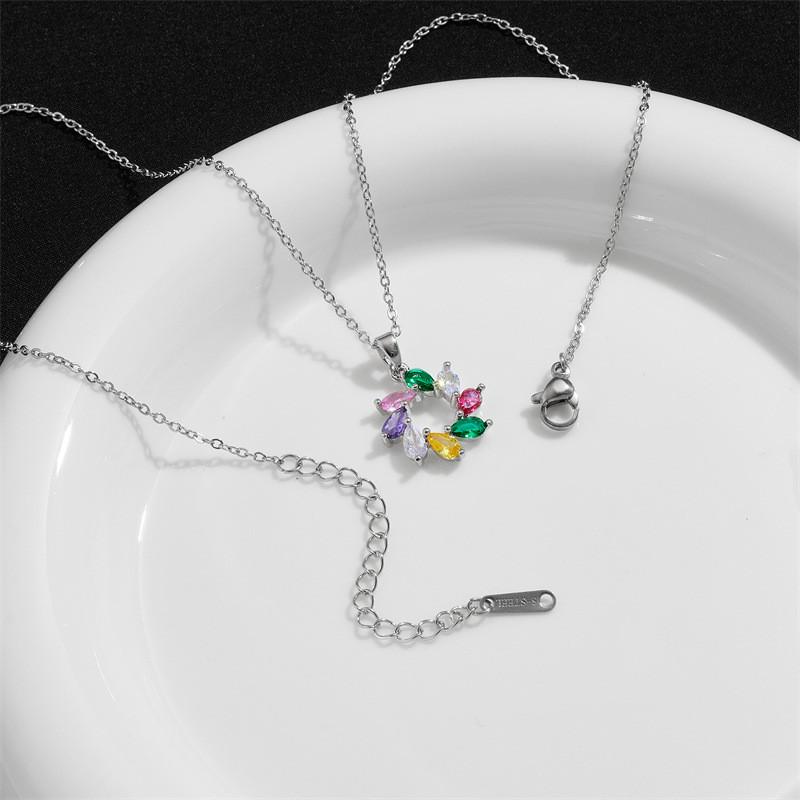 Trendy Zircon Butterfly Flower Pendant Necklace Stainless Steel High Grade Geometric Jewelry Party Gifts For Women Girls