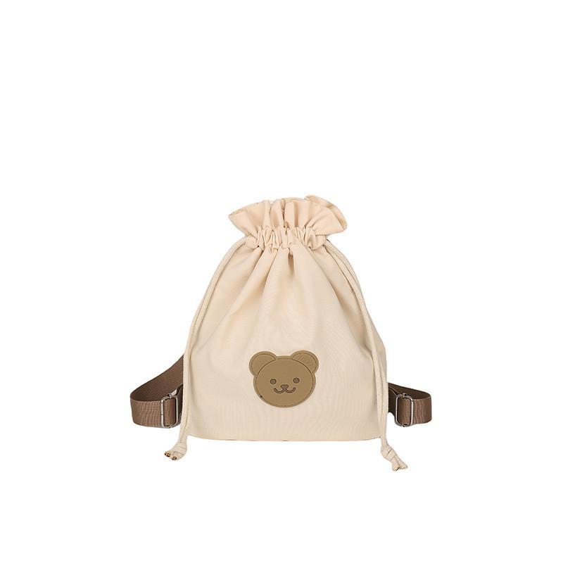 Adorable Unisex Kids Canvas Backpack Featuring Cute Bear Design With Breathable Comfort