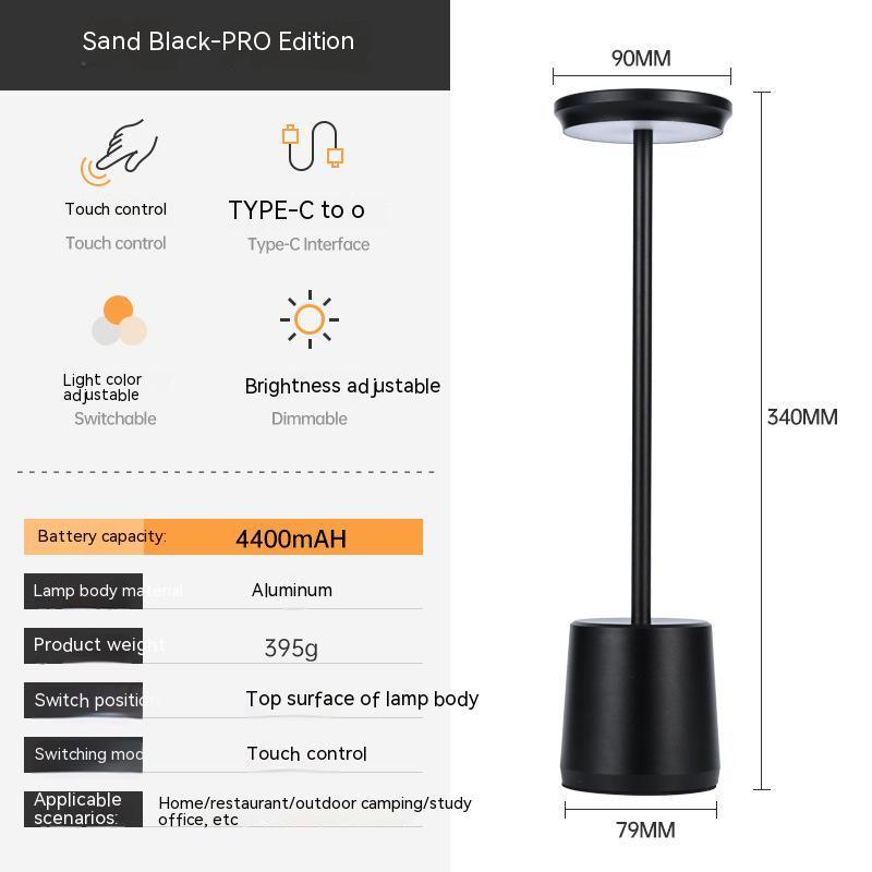 Rechargeable Wireless Bedroom Bedside Decoration Simple Metal Touch Led Table Lamp Creative Atmosphere Bar Lamp