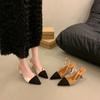 Summer New Fashion Pointed Thin Heel Sandals French Color Matching Light Mouth High Heels Empty Fashion Women's Shoes