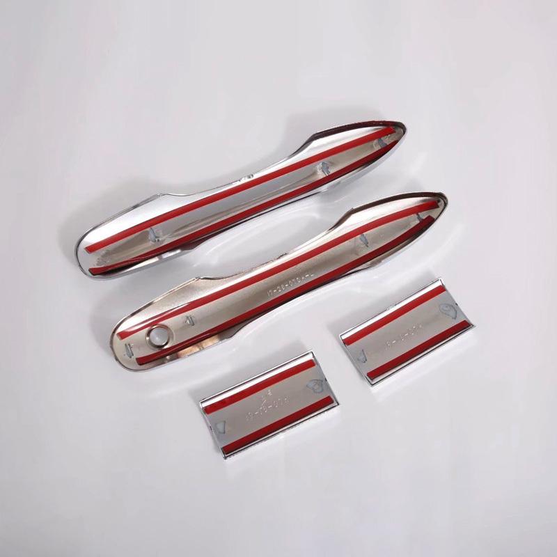 Abs Carbon Fiber Chrome Door Handle Molding Trim Cover For Toyota Hiace 2019-2025 H300 Series
