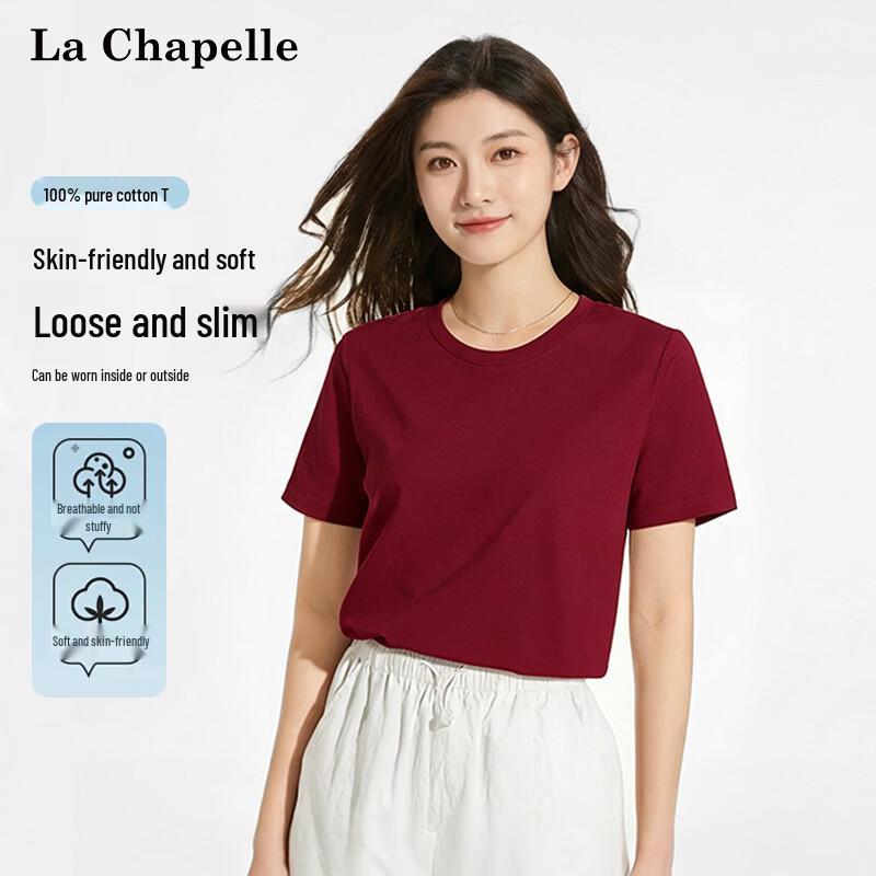 La Chapelle Women's Cotton Loose Fit Short Sleeve T-Shirt