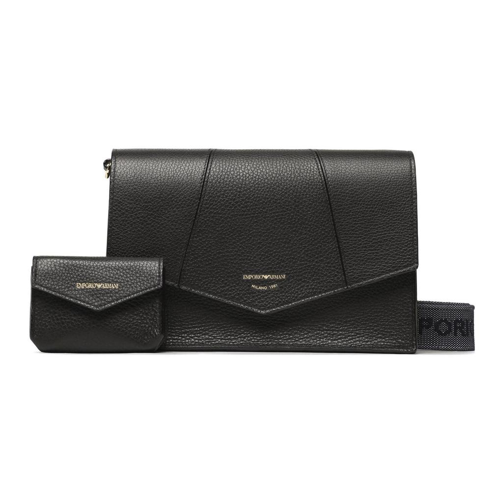 Emporio Armani Logo Magnetic Buckle Chain Leather Shoulder Bag Women shoulder bag Black Y3B195-Y350B-80001