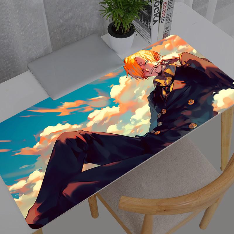 Gaming Mousepad One Piece Sanji Anime Big Computer Gamer Mouse Pad Natural Rubber With Locking Edge Gaming Mouse Mat Xxl