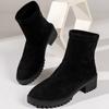New Style Shoes: Large-sized, Thick-heeled, Thick-soled Ankle Boots for Women, Round-toed, Thin Boots for Women