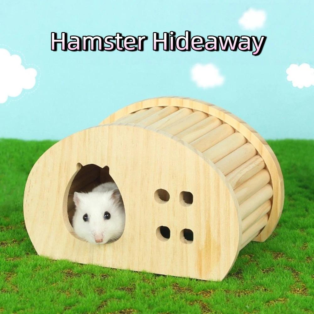 Natural Wood Hamster Hideaway Arch Design Gerbils Hiding Villa New Small Pet Castle  Cage Decor
