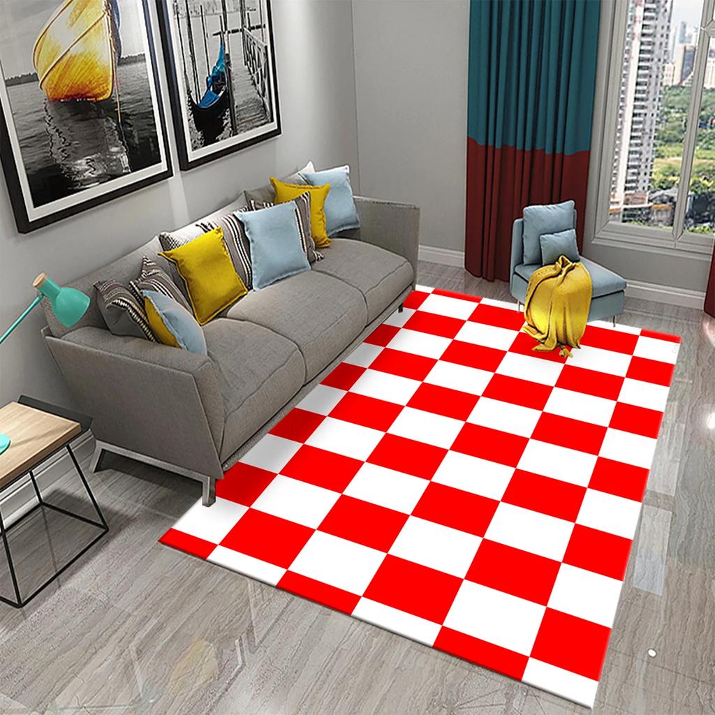 Большие ковры в клетку, ковер с геометрическим узором для гостиной, синий клетчатый игровой коврик, коврик для пола для спальни, гостиной