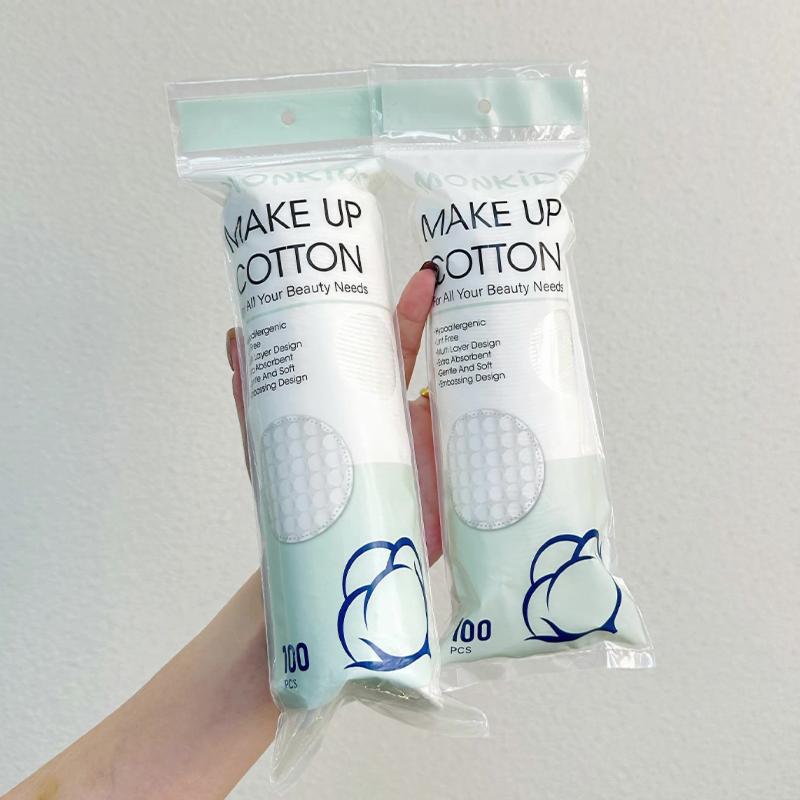 100 шт. Мягкие и дышащие круглые подушечки для снятия макияжа, Двусторонние хлопковые подушечки с жемчужной текстурой, Используются для ежедневного очищения лица