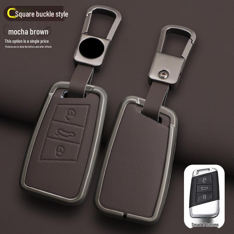 Volkswagen Key Case for Magotan, Passat, Tiguan, Sagitar, Tayron, CC, Lavida - Men's Car Key Shell with Buckle
