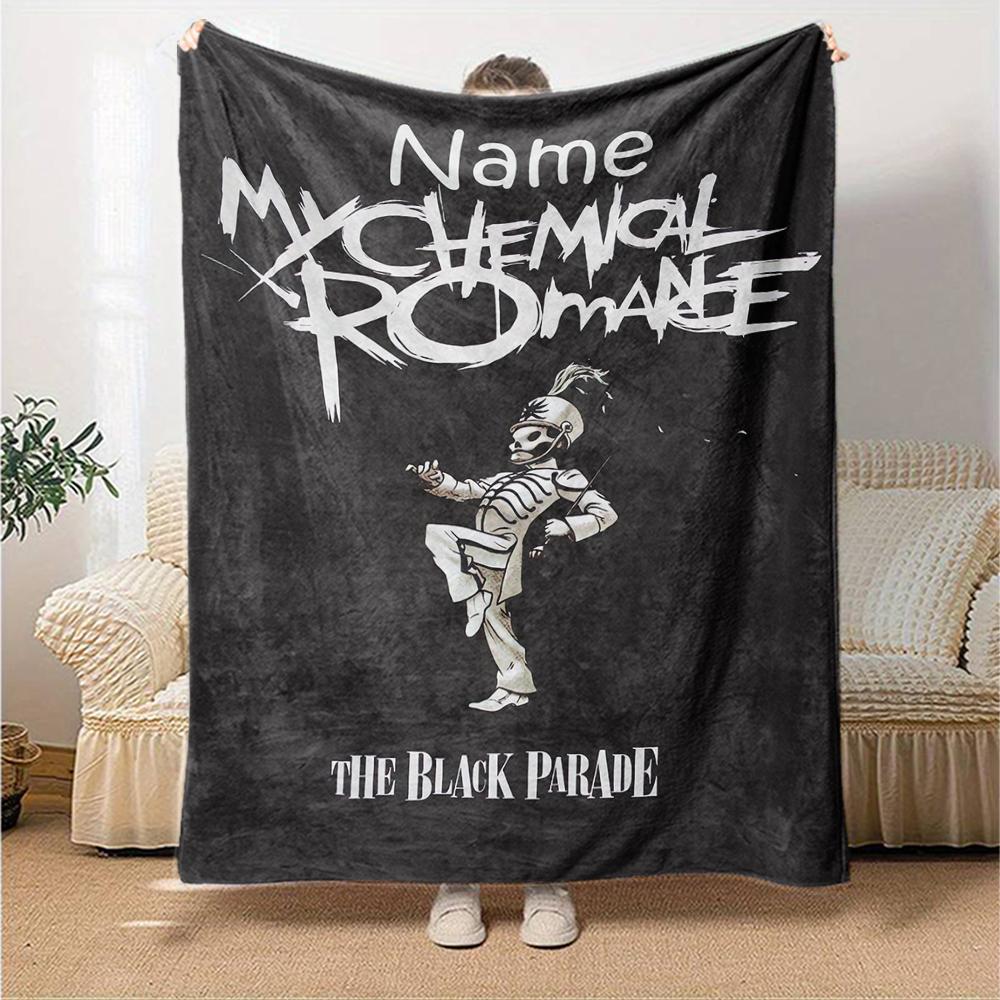 Custom Name My Chemical Romance Theme Printed Blanket - Perfect for Couch, Bed, Travel & Outdoor Use | Machine Washable, Cozy & Durable.