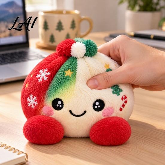Office Desk Stress Reliever Christmas Plush Dumpling Toy with Steamer Giant Squeeze for Decoration Relief Stuffed Plushie Home Holiday