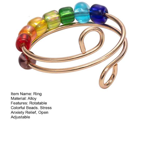 Вращающееся кольцо с разноцветными бусинами для снятия стресса и тревоги, открытое регулируемое кольцо для мужчин и женщин, модные ювелирные изделия, аксессуары, рождественский, новогодний подарок