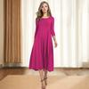 Женское хлопковое платье-свинг повседневное с рукавом 3/4, круглым вырезом, миди, свободное, плиссированное, расклешенное, А-силуэта, туника