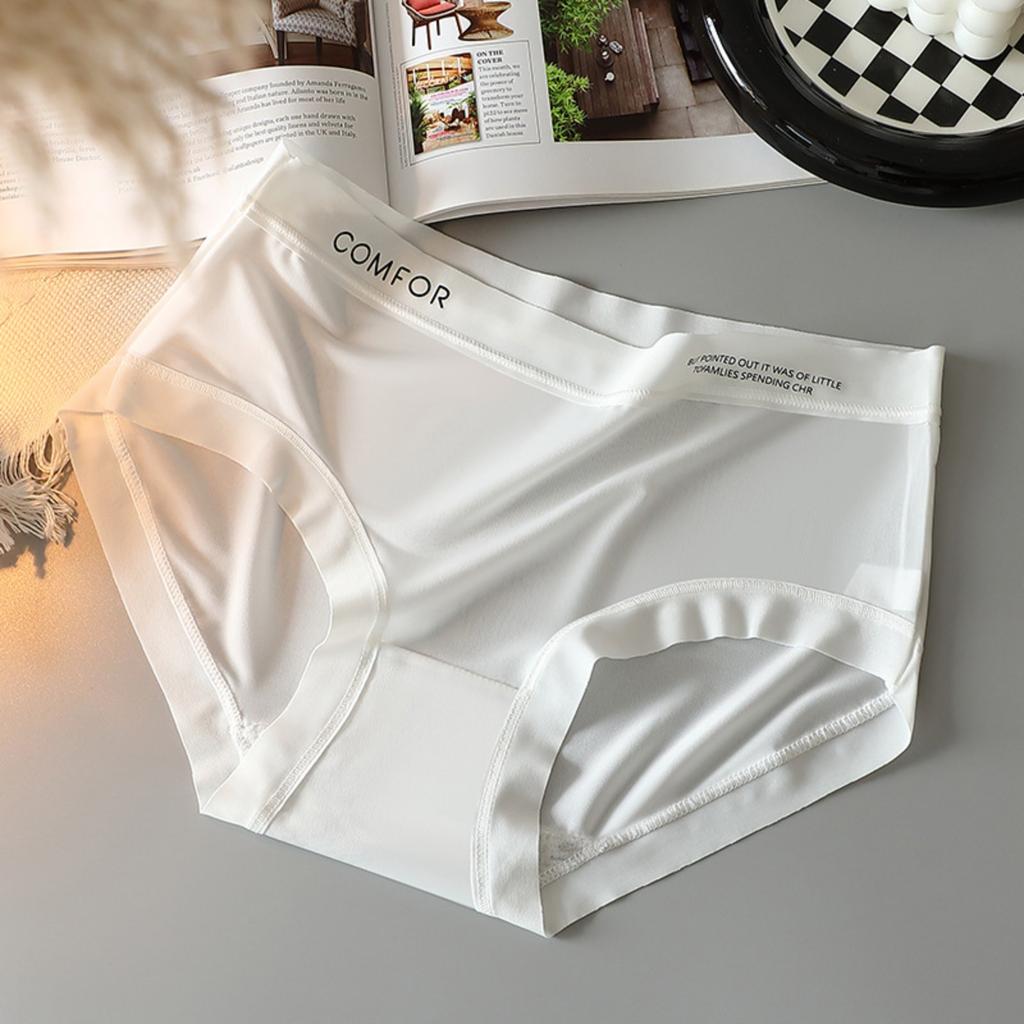 Nude Japanese Skin-friendly Girls Ice Silk Panties Ladies Mid-waist Non-marking Sweet Comfortable Simples Panties Female