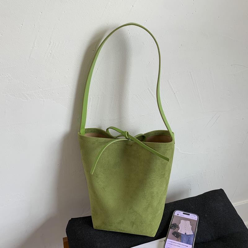 Летняя новая ретро однотонная сумка-ведро большой вместимости женская простая модная универсальная подмышечная сумка на плечо