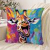 Vibrant Giraffe Print Throw Pillow Case Modern Abstract Art Jungle Cushion Home Decor 45x45cm Animal Lover Gift