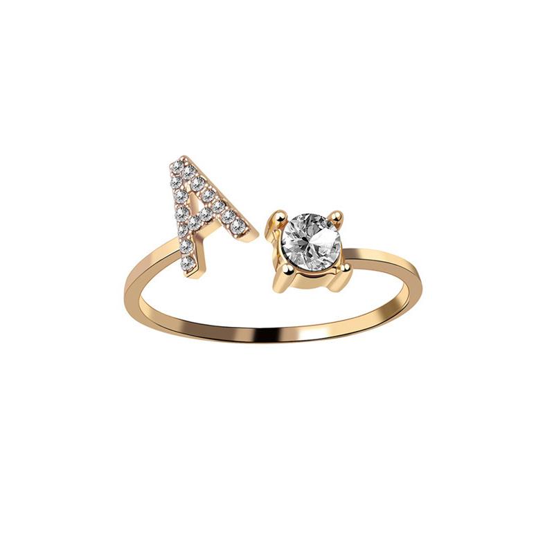 Женское регулируемое повседневное кольцо с буквой AZ, инициалом имени, модное, со стразами, для пары, элегантное, новое, складывающееся кольцо