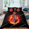 Пододеяльник с гитарой King Queen Size Rock Music Постельное белье для детей и подростков Винтажная гитара на деревянном полу Полиэстеровый пододеяльник Серый