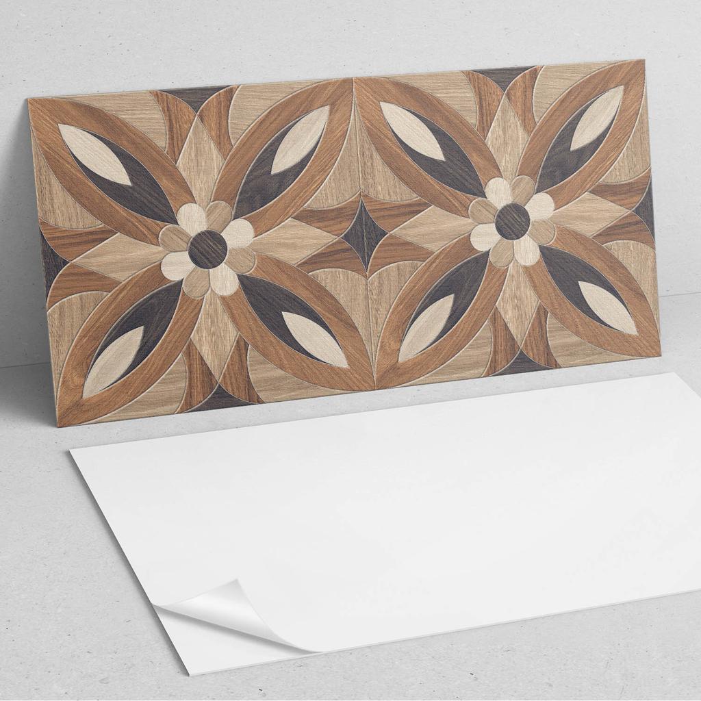 Kafelki Winylowe Z Dekorem Do Kuchni Lub Łazienki Wzór Kwiatowy Z Drewna 10X40X20 Cm