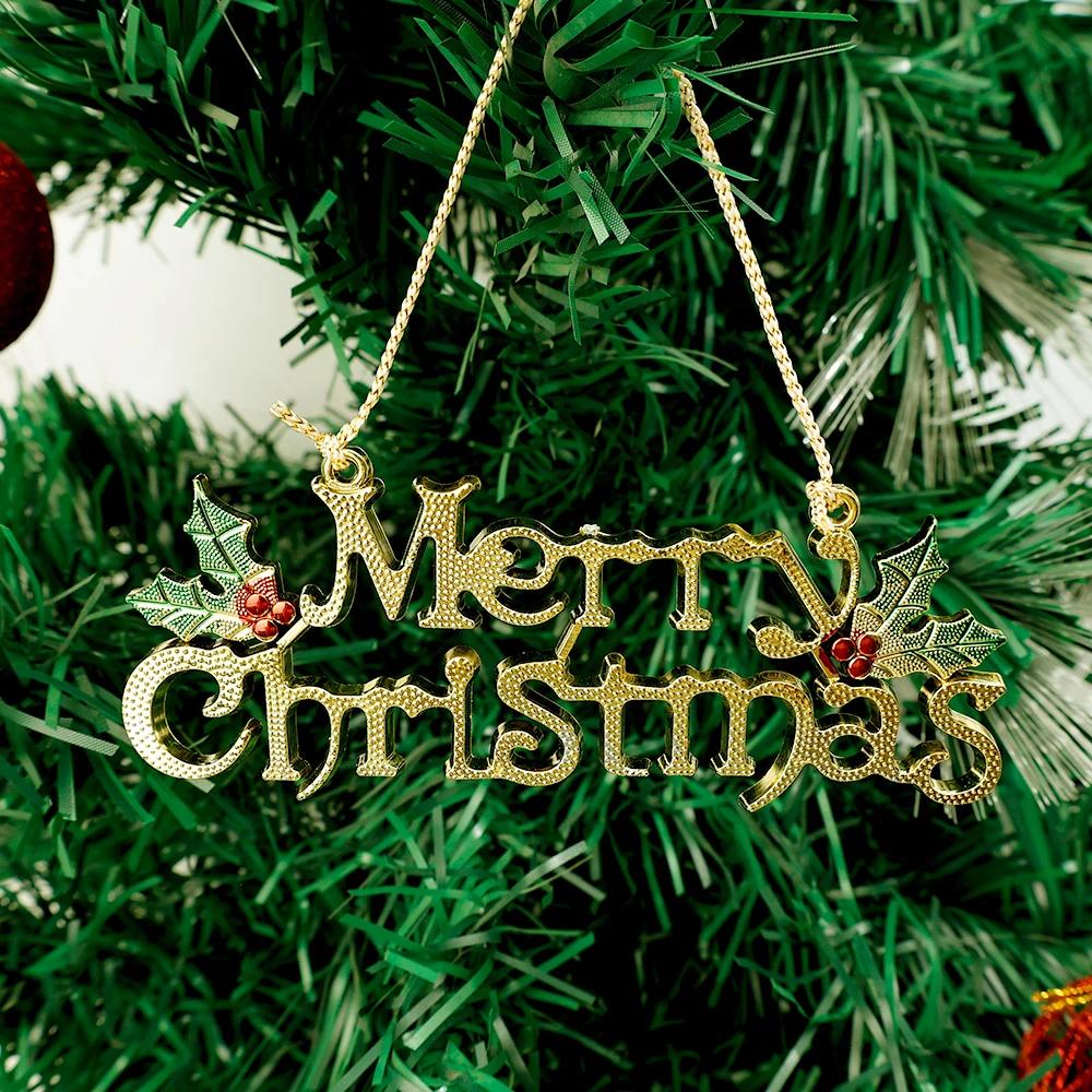 Christmas Decorations Plastic Letters Hanging Sign Xmas Tree Garland Door Sign Pendant Home Party Christmas Decoration Supplies