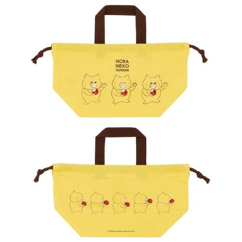 Skater Children's Lunch Box Drawstring Bag with Gusset Kids Made In Japan Noraneko Gundan Boys Girls KB7