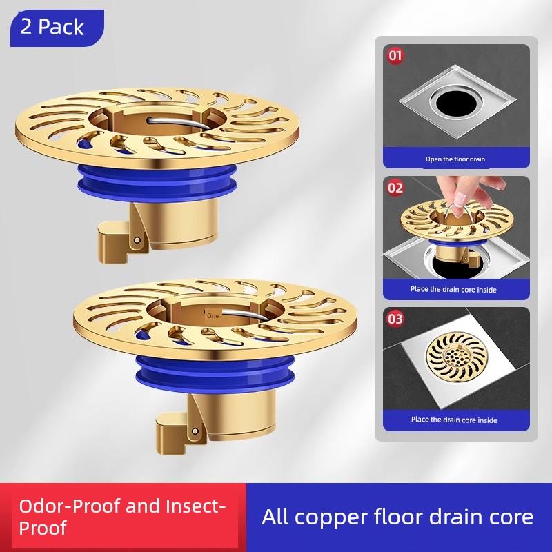All-Copper Floor Drain Deodorizer for Bathroom Sewer Pipes, Anti-Odor Device, Universal Inner Core, Insect-Proof Sealing Cover