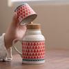Ru Kiln Small Warm Pot Mug with Cover Ceramic Braised Teacup Chinese Large Capacity Thermos Bottle Office Cup with Handle