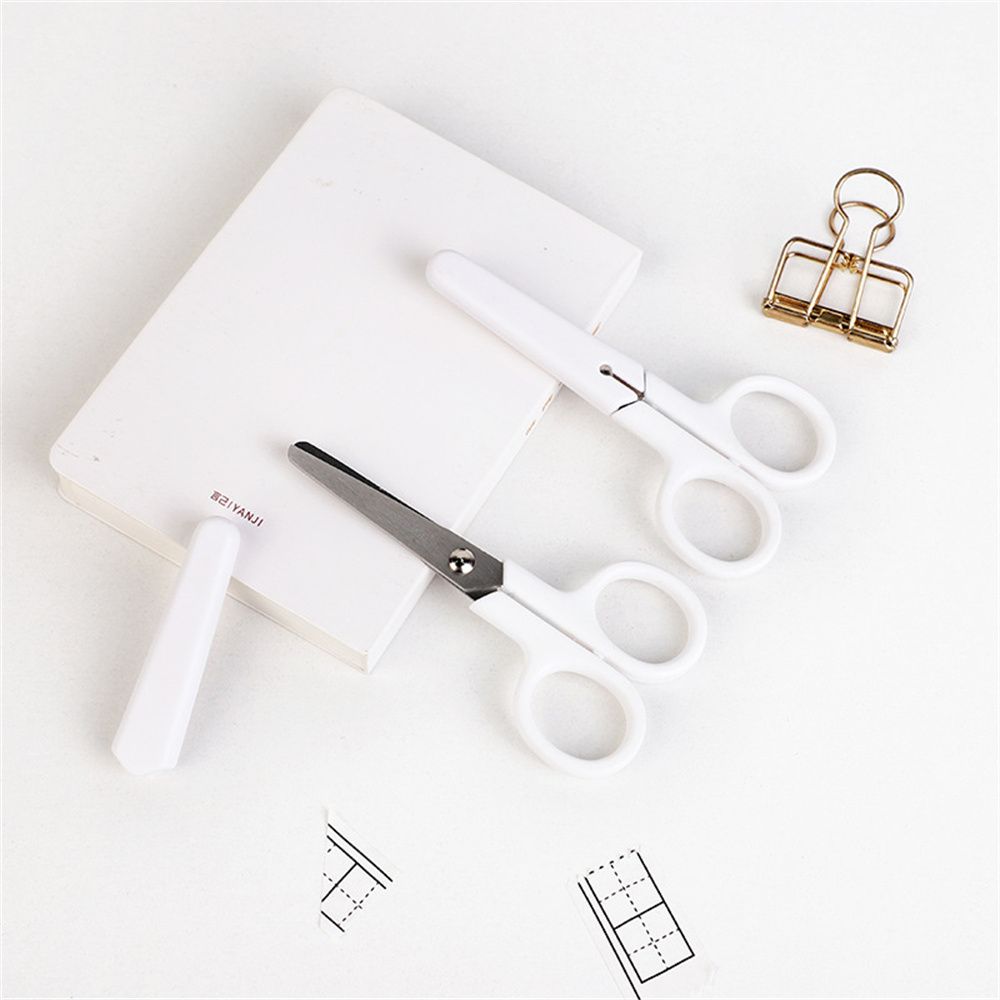 Студент для бумаги с крышкой Офисные ножницы из нержавеющей стали белого цвета Белые крошечные ножницы Ножницы