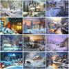 5D Diy алмазная живопись, набор для вышивки крестом, снег, живописная Алмазная вышивка, Пейзаж, мозаика, вышивка крестиком, настенное искусство, домашний декор, подарок