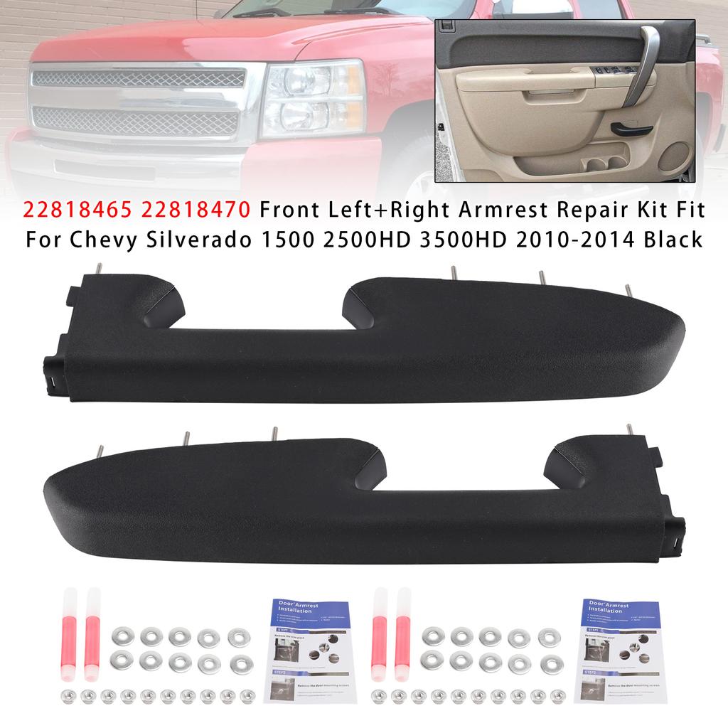 Front Armrest Repair Kit For Chevy Silverado 1500 2500HD 3500HD 2010-2014 Black