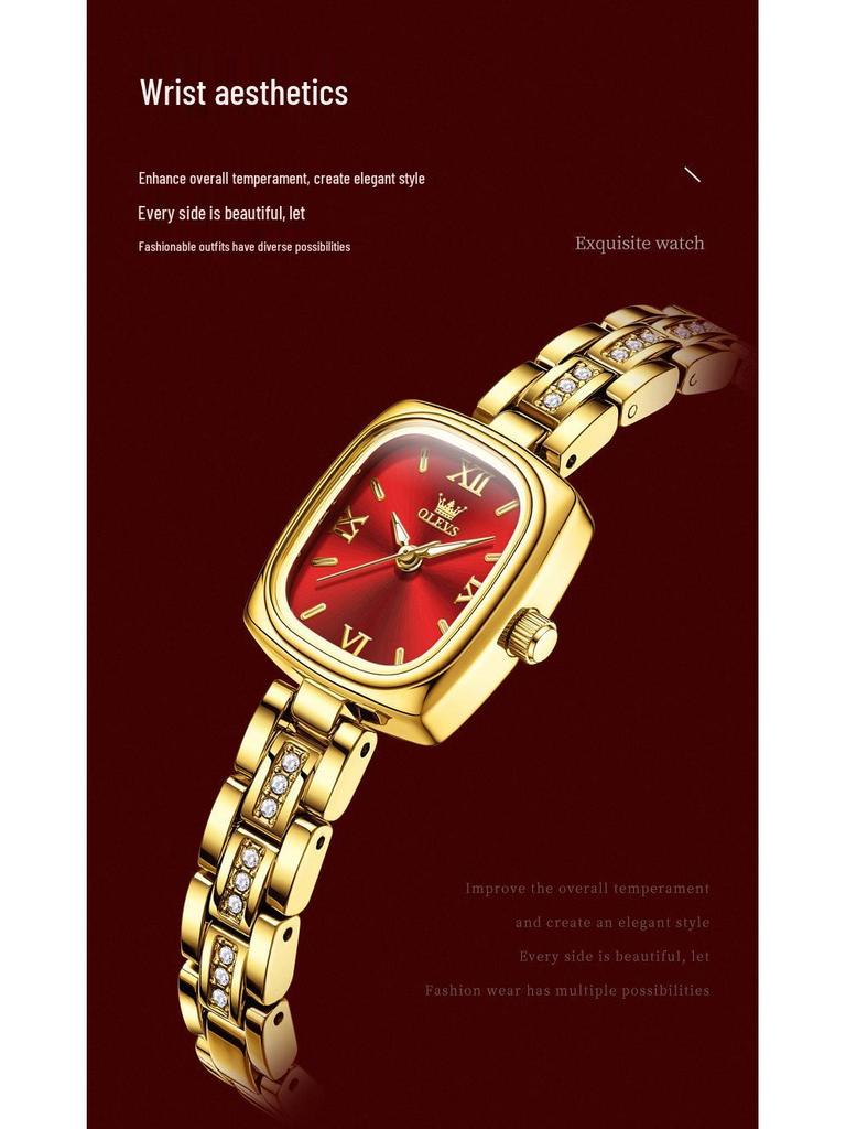 OLEVS Женские изысканные минималистичные часы-браслет с квадратным циферблатом в стиле ретро, кварцевые