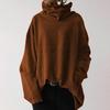 Women's Fashion Casual High Collar Warm Loose Solid Color Sweatshirt Long Sleeve with Pocket Autumn Winter Clothes Size S-5XL