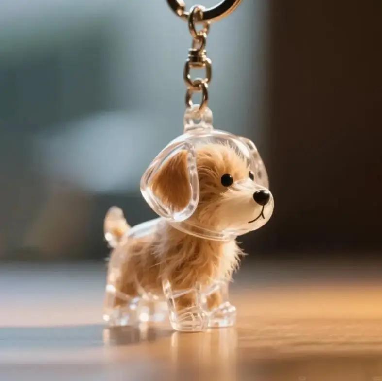 Dog Hair Storage Box Keyring Puppy Hair Memorial Keepsake Capsule Pet's Dog Fur Container Transparent Capsule Keychain Souvenirs